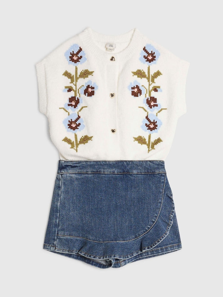 River Island White Knitted Flower