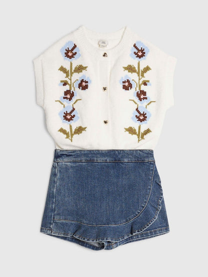 River Island White Knitted Flower