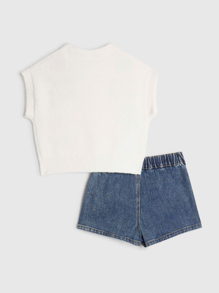 River Island White Knitted Flower