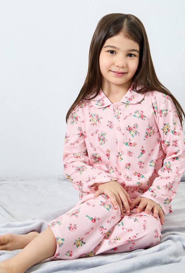 Styli Girls Floral Print Shirt and Pyjama Set