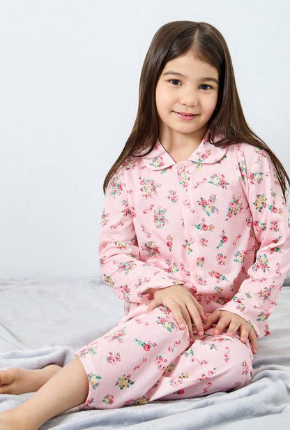 Styli Girls Floral Print Shirt and Pyjama Set