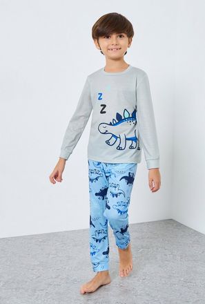 Styli Printed Long Sleeve T-Shirt and Pyjama Set