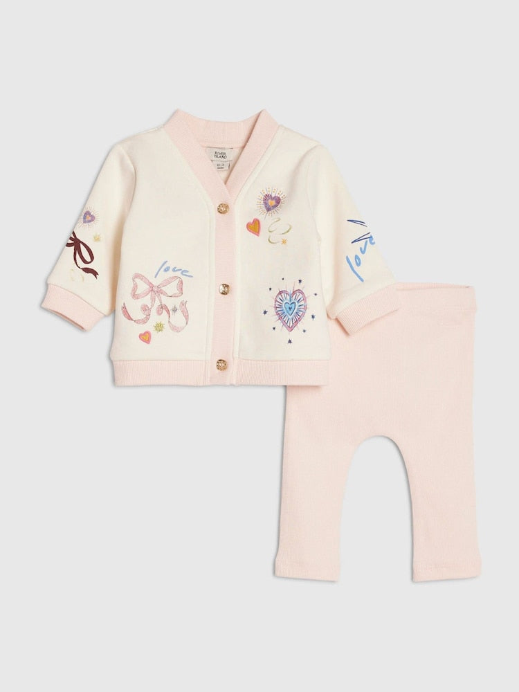 River Island Cream Bow Embroidered Cardigan - Cream / Up To 3 Months (50 - 62cm)