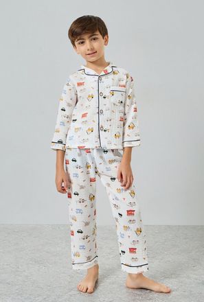 Styli Boys Truck Print Shirt and Pyjama Set