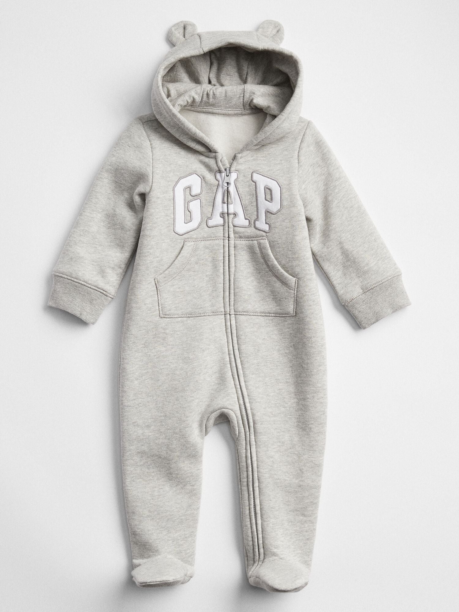 Baby Gap Logo One-Piece - LIGHT HEATHER GREY B08 / 6-12M