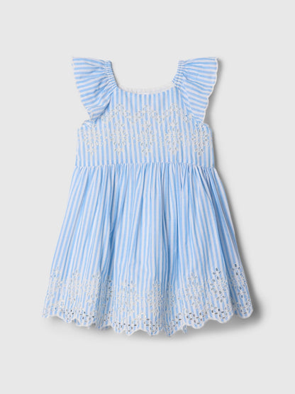 Baby &amp; Toddler Eyelet Dress - BLUE STRIPE / 12-18M
