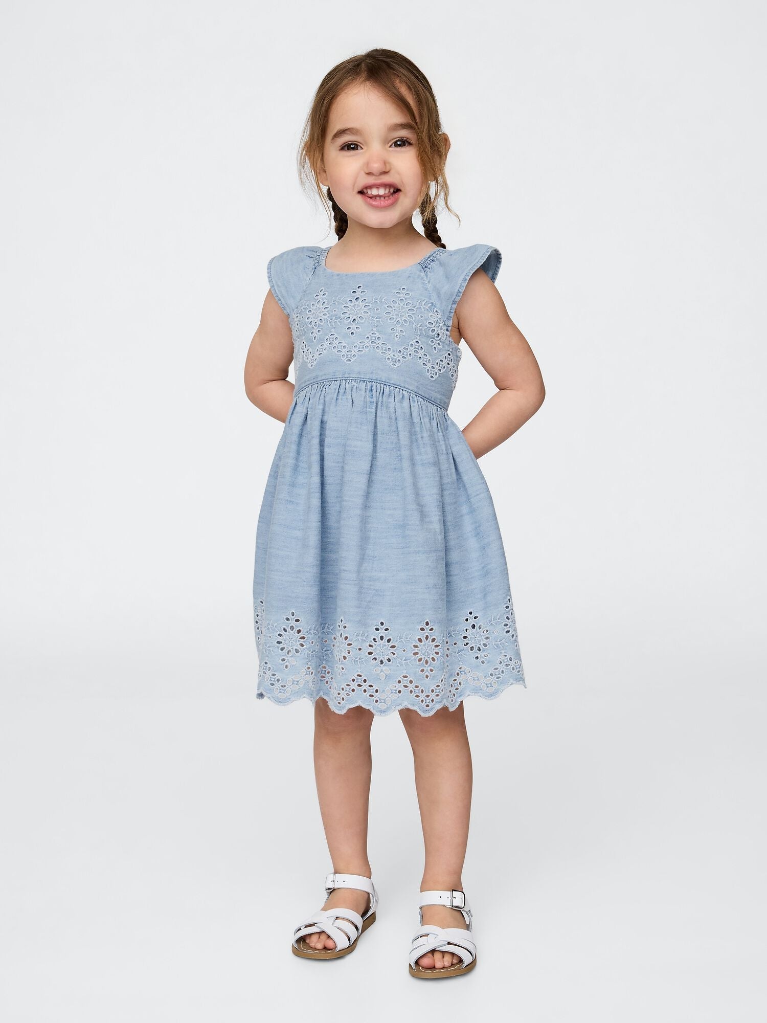 Baby &amp; Toddler Eyelet Dress - LIGHT INDIGO 1 / 12-18M