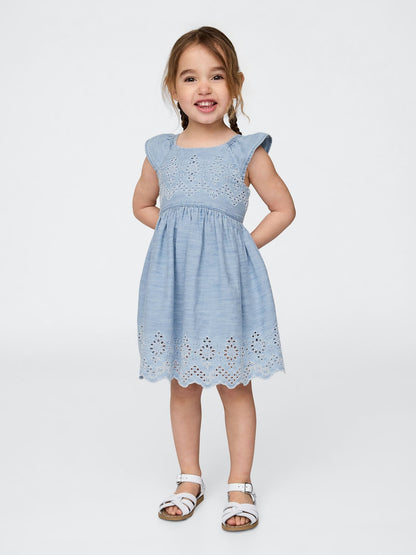 Baby &amp; Toddler Eyelet Dress - LIGHT INDIGO 1 / 12-18M