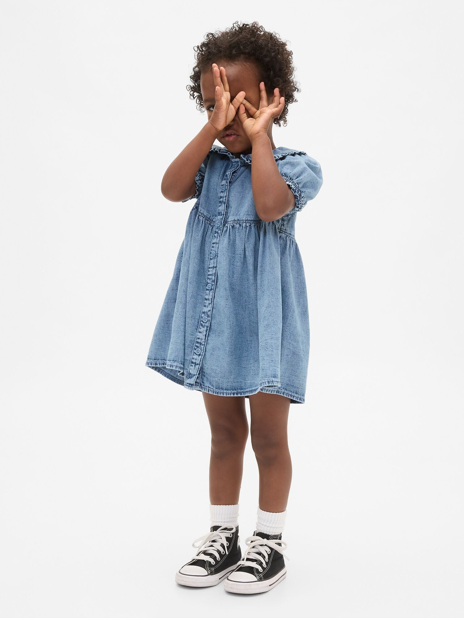 Baby &amp; Toddler Denim Ruffle Dress - MEDIUM WASH / 18-24M