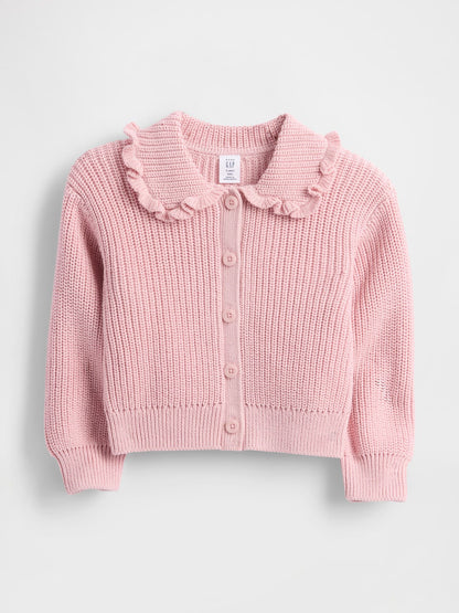 Baby &amp; Toddler Collared Cardigan Sweater - PURE PINK / 12-18M