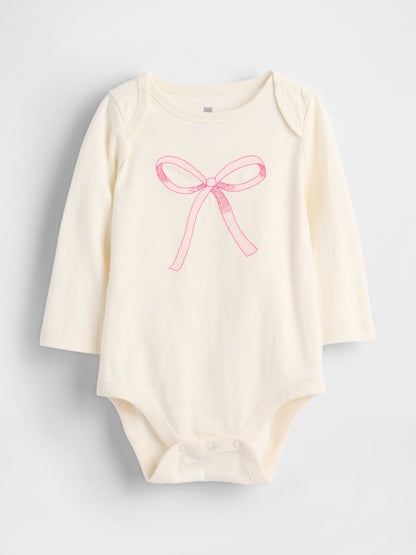 Baby First Favorites Organic Cotton Graphic Bodysuit - BOW PRINT / 12-18M