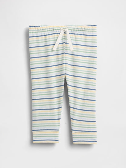 Baby First Favorites Organic Cotton Pull-On Pants - BLUE GREEN STRIPE / 12-18M