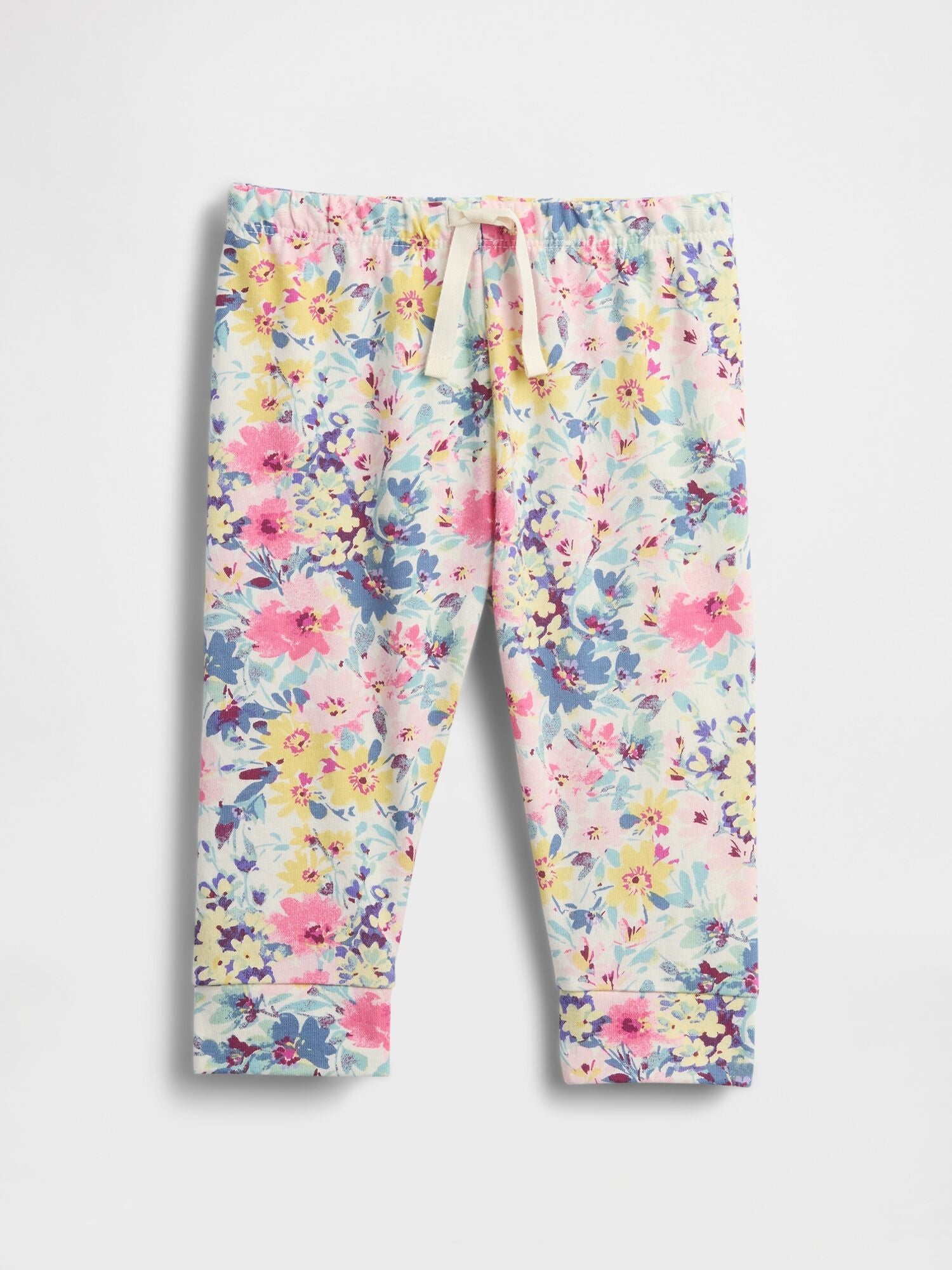 Baby First Favorites Organic Cotton Pull-On Pants - NEW OFF WHITE FLORAL / 12-18M