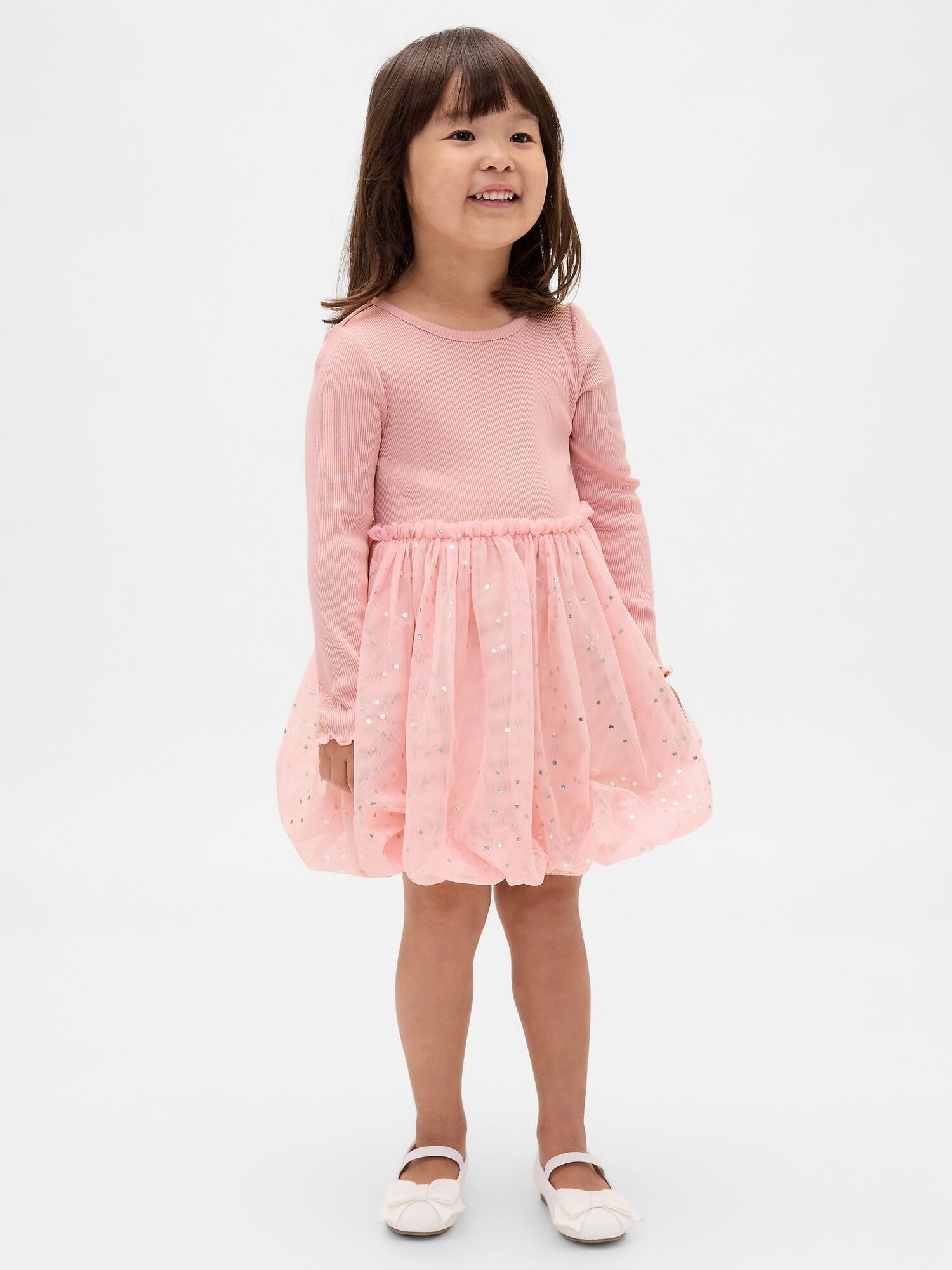 Baby &amp; Toddler Mixed Media Bubble Dress - PURE PINK / 12-18M