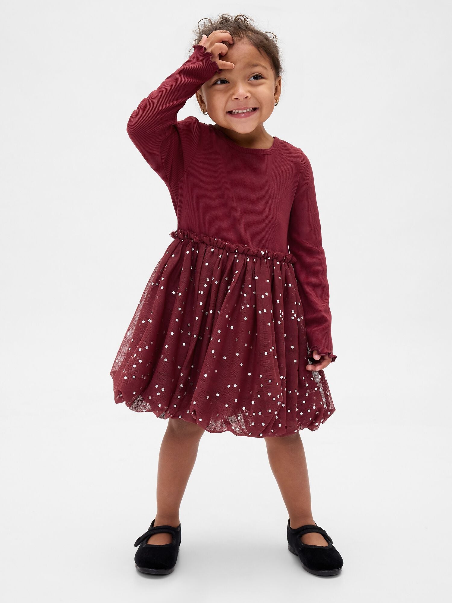 Baby &amp; Toddler Mixed Media Bubble Dress - RED DELICIOUS / 12-18M
