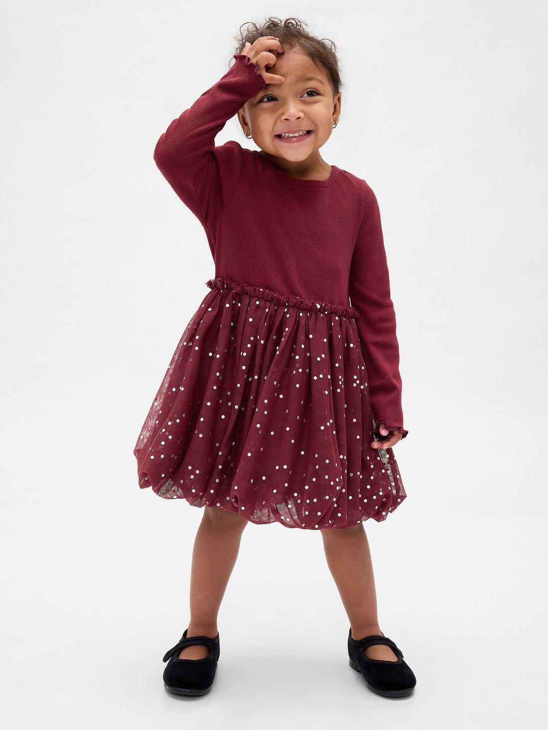 Baby & Toddler Mixed Media Bubble Dress - RED DELICIOUS / 12-18M
