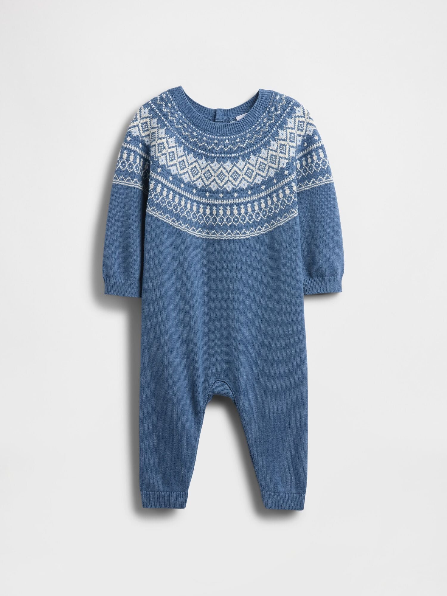 Baby Fair Isle Sweater One-Piece - BAINBRIDGE BLUE / 12-18M