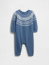 Baby Fair Isle Sweater One-Piece - BAINBRIDGE BLUE / 12-18M