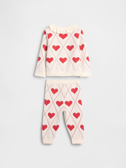 Baby Ruffle Collar Cardigan Sweater Set
