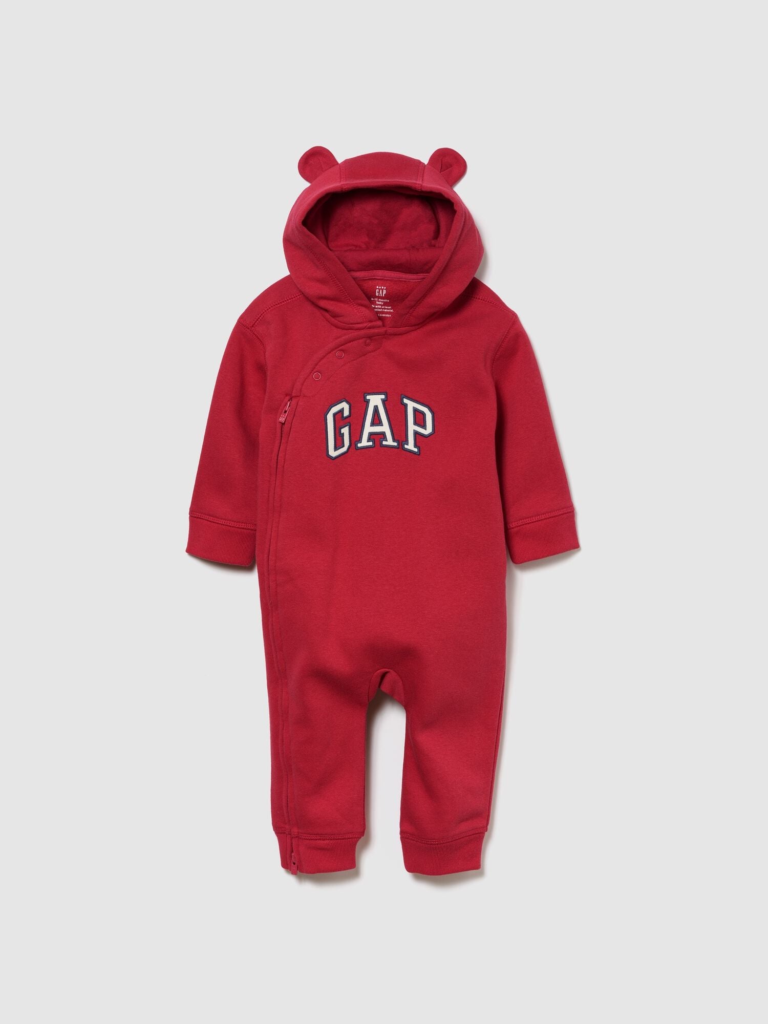 Baby Arch Logo Hoodie One-Piece - MODERN RED / 12-18M