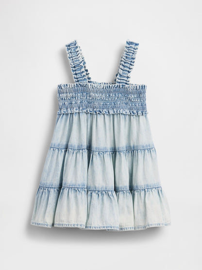 Baby Denim Tiered Dress - ACID WASH / 12-18M