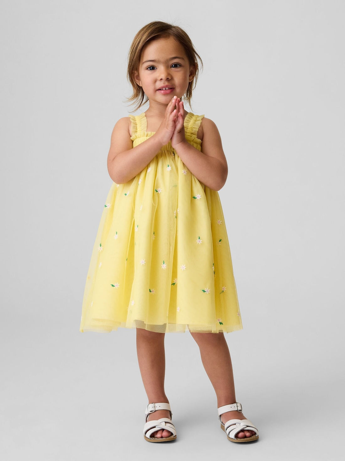 Baby &amp; Toddler Embroidered Daisy Tulle Dress - SPRING YELLOW / 12-18M