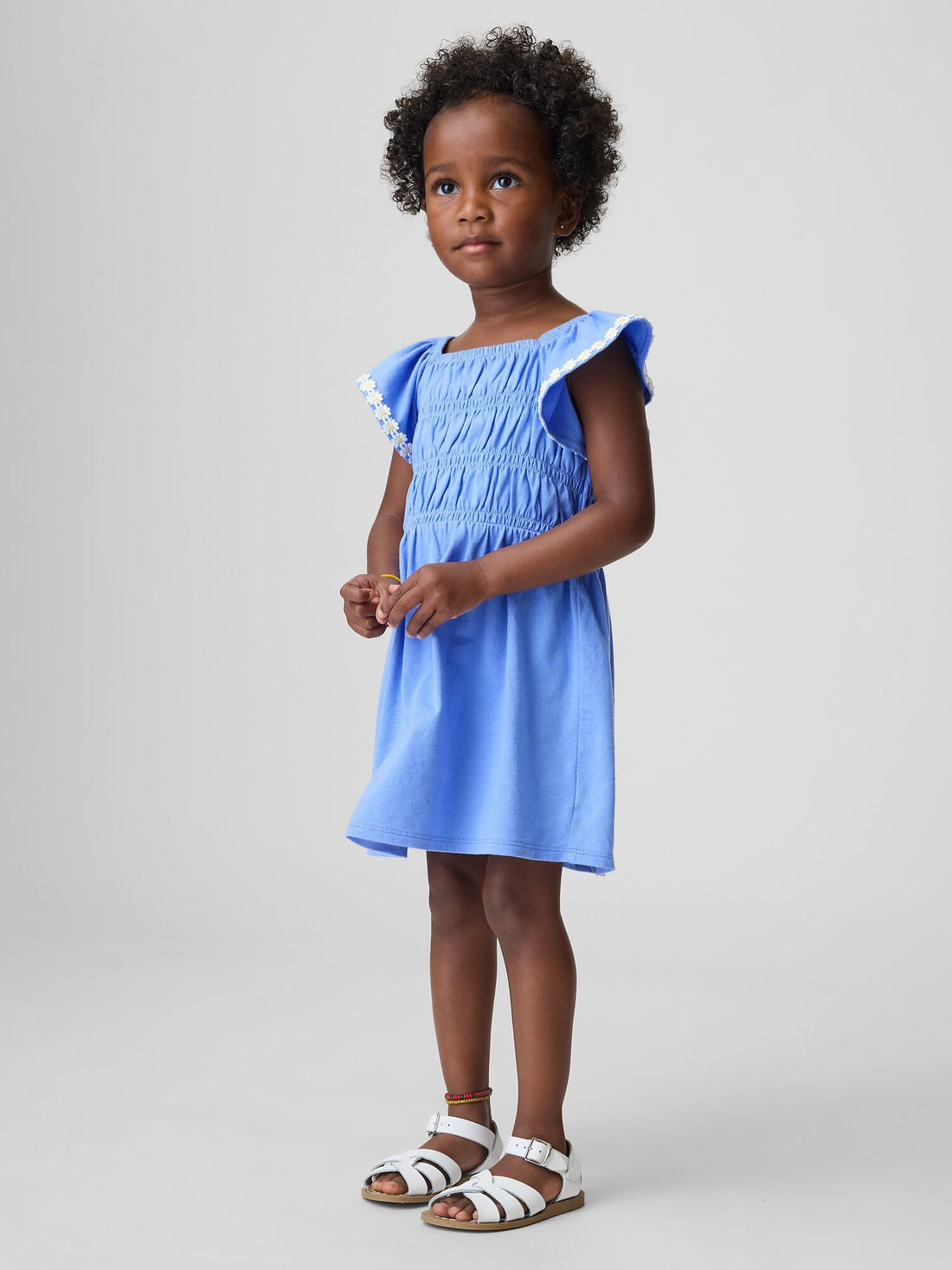 Baby &amp; Toddler Smocked Flutter-Sleeve Dress - NEON LIGHT BLUE / 12-18M