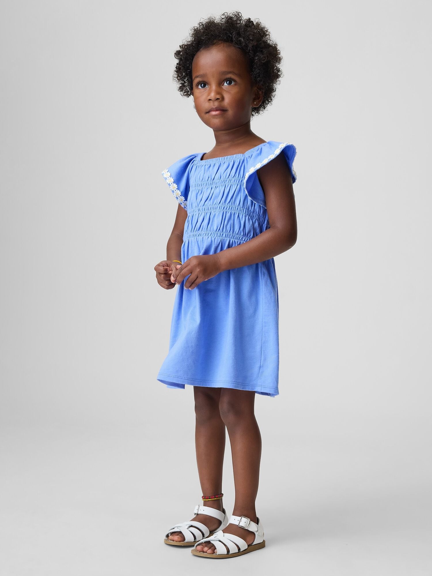 Baby &amp; Toddler Smocked Flutter-Sleeve Dress - NEON LIGHT BLUE / 12-18M