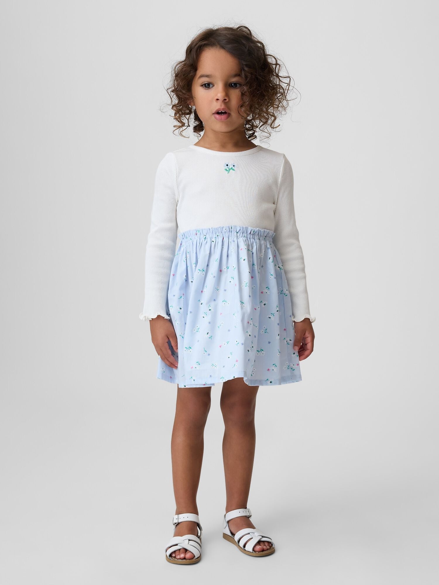 Baby &amp; Toddler Mixed Media Dress - SERENE BLUE / 12-18M