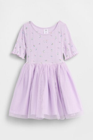 Baby &amp; Toddler Pointelle &amp; Tulle Mixed Media Dress