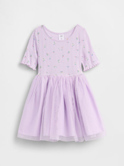 Baby &amp; Toddler Pointelle &amp; Tulle Mixed Media Dress
