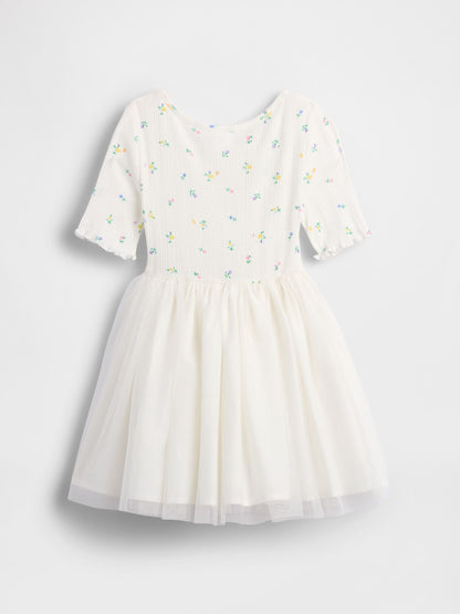 Baby &amp; Toddler Pointelle &amp; Tulle Mixed Media Dress