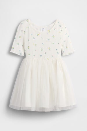 Baby &amp; Toddler Pointelle &amp; Tulle Mixed Media Dress