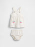 Baby Denim Strawberry Skirtall Set - ECRU / 12-18M