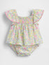 Baby Smocked Flutter-Sleeve Bodysuit Dress - SP EASTER FLORAL / 12-18M