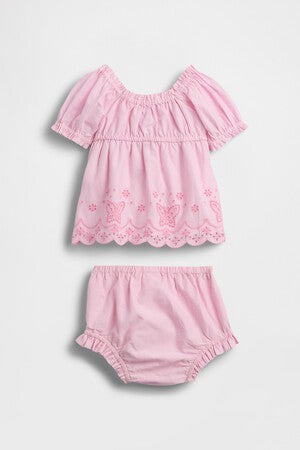 Baby Embroidered Butterfly Outfit Set