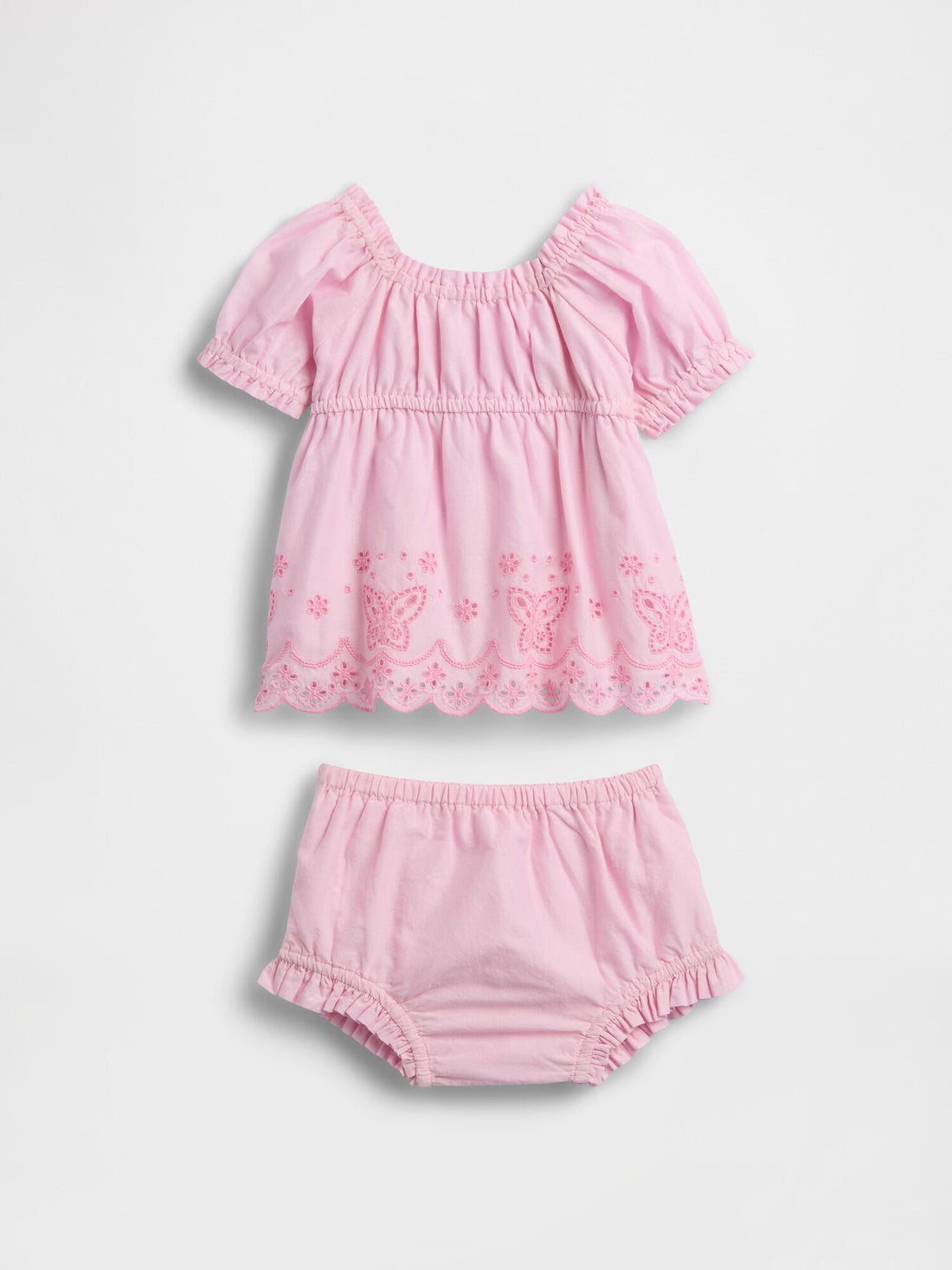 Baby Embroidered Butterfly Outfit Set - PRIMROSE PINK / 12-18M