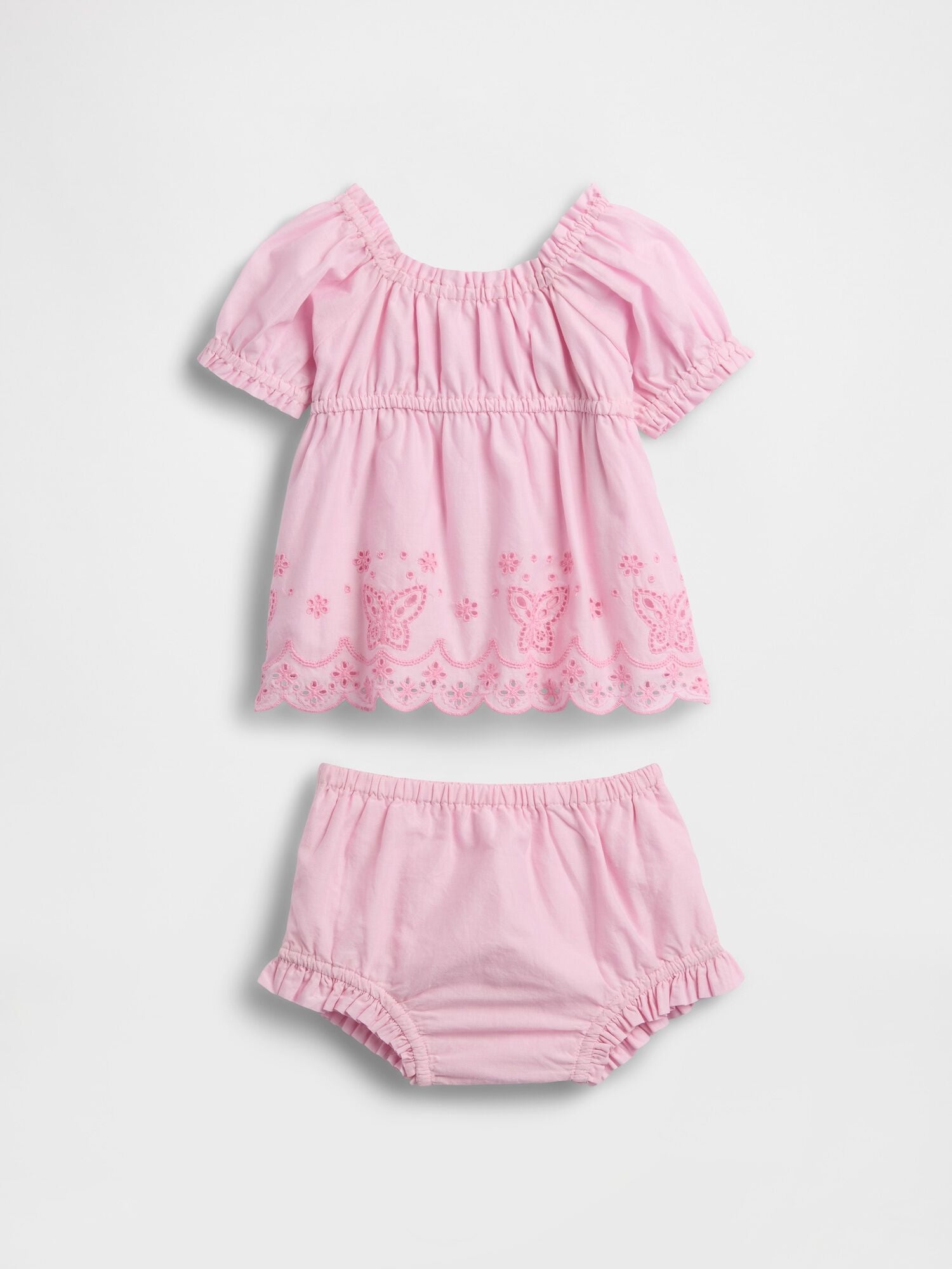 Baby Embroidered Butterfly Outfit Set - PRIMROSE PINK / 12-18M