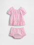 Baby Embroidered Butterfly Outfit Set - PRIMROSE PINK / 12-18M