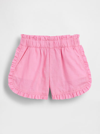 Baby &amp; Toddler Linen-Cotton Ruffle Dolphin Shorts - PARISIAN PINK / 12-18M