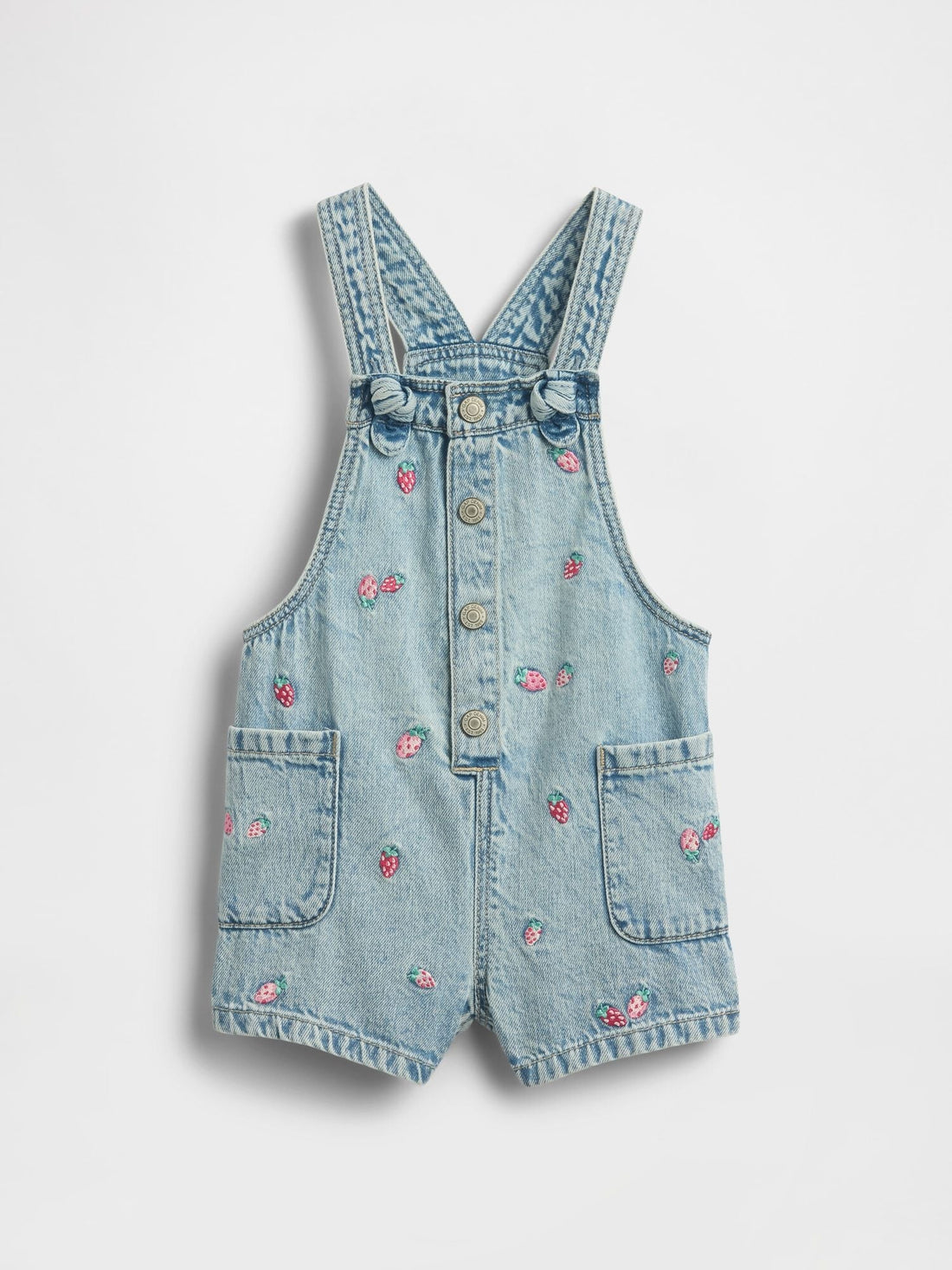 Baby &amp; Toddler Embroidered Denim Shortalls - STRAWBERRY / 12-18M
