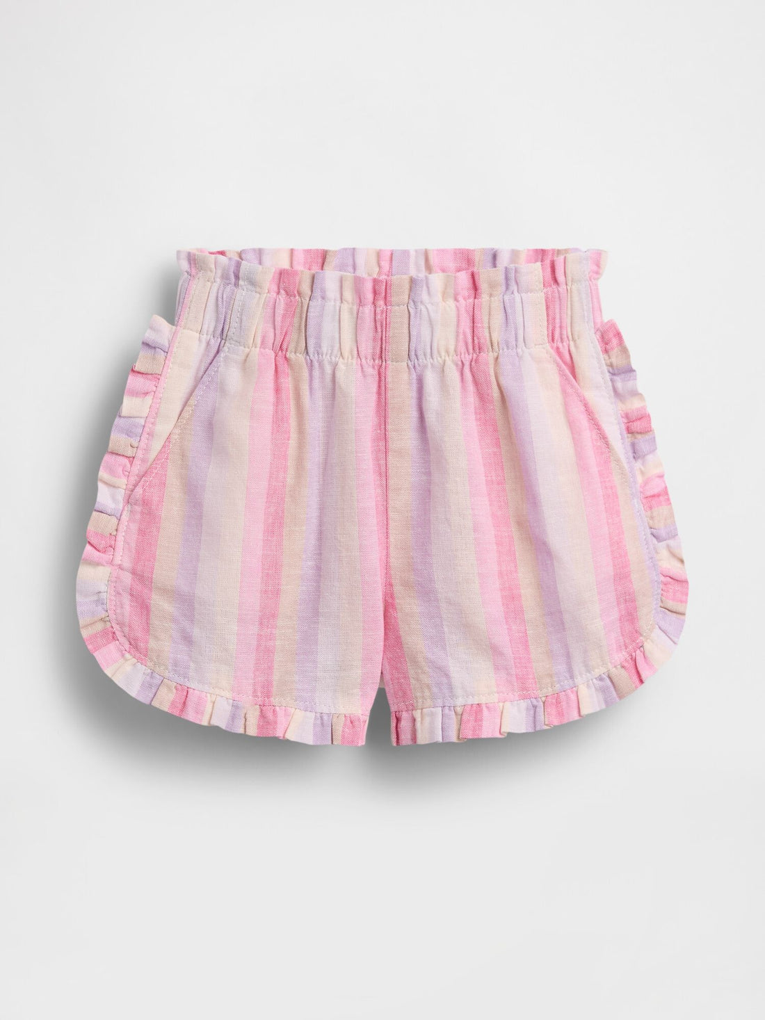 Baby & Toddler Linen-Cotton Ruffle Dolphin Shorts - MULTI STRIPE / 12-18M