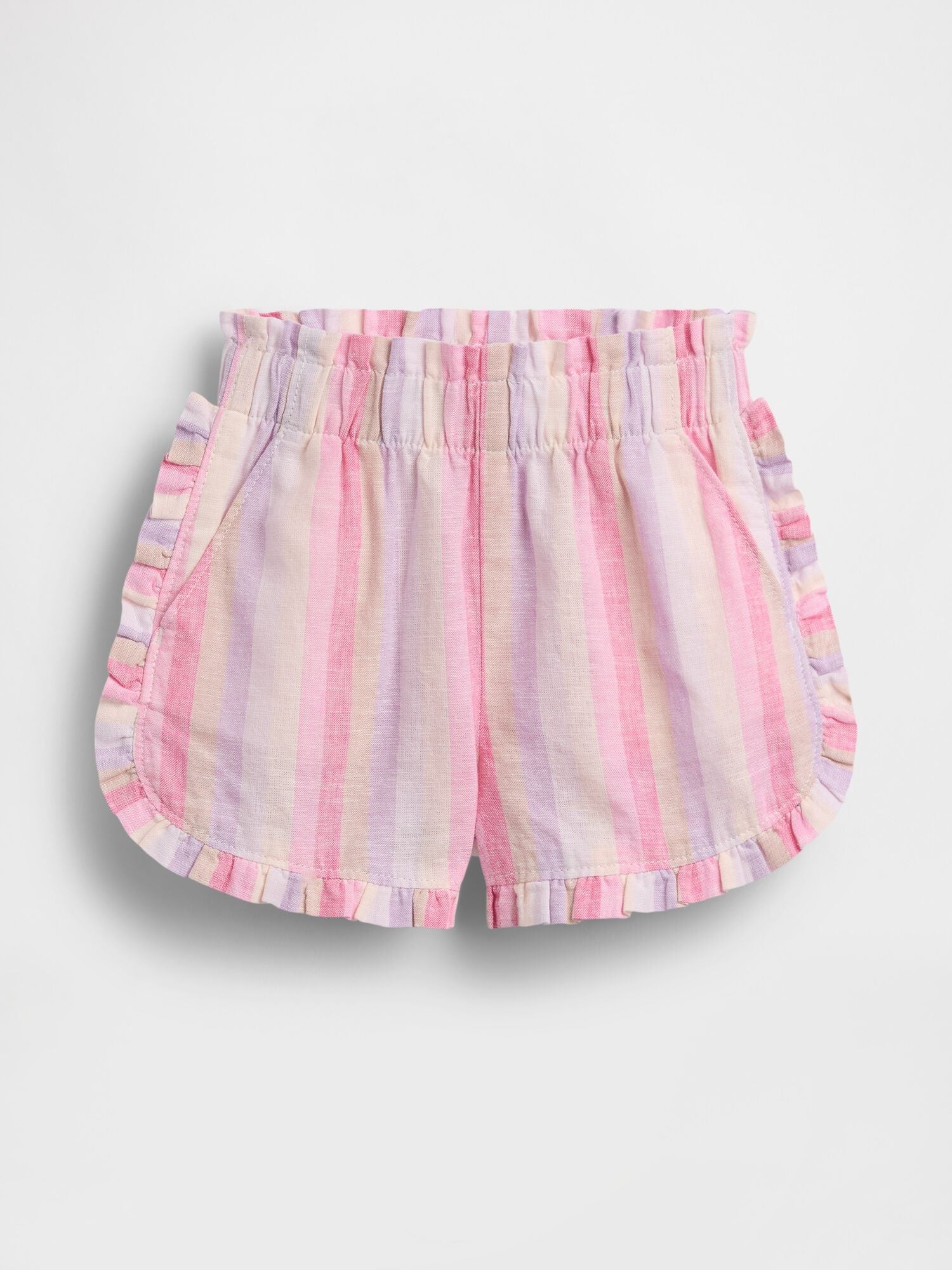 Baby &amp; Toddler Linen-Cotton Ruffle Dolphin Shorts - MULTI STRIPE / 12-18M