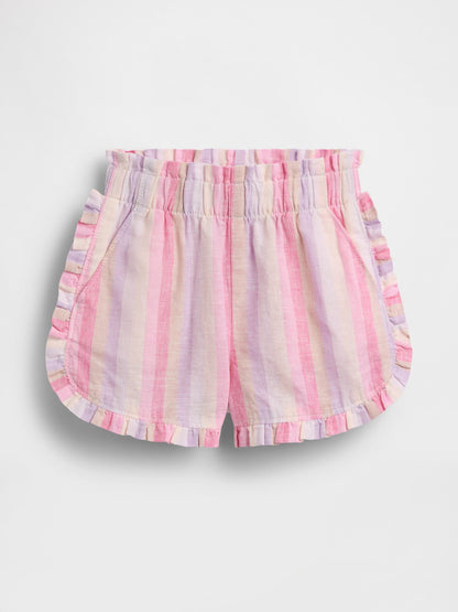 Baby &amp; Toddler Linen-Cotton Ruffle Dolphin Shorts - MULTI STRIPE / 12-18M
