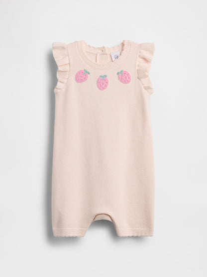 Baby Strawberry Sweater Shorty One-Piece - STRAWBERRY / 12-18M