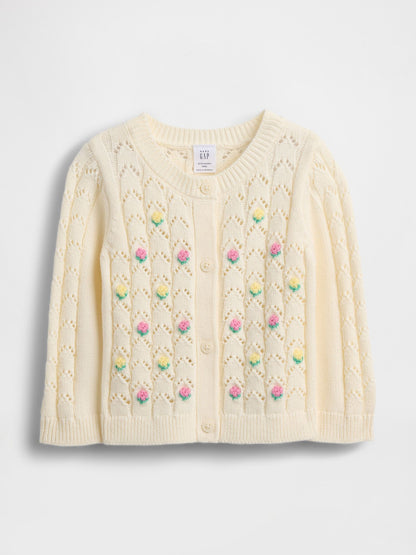 Baby Floral Pointelle Cardigan - IVORY FROST FLORAL / 12-18M