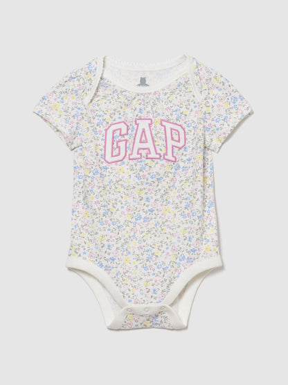 Baby Organic Cotton Gap Logo Bodysuit - NEW OFF WHITE FLORAL / 12-18M