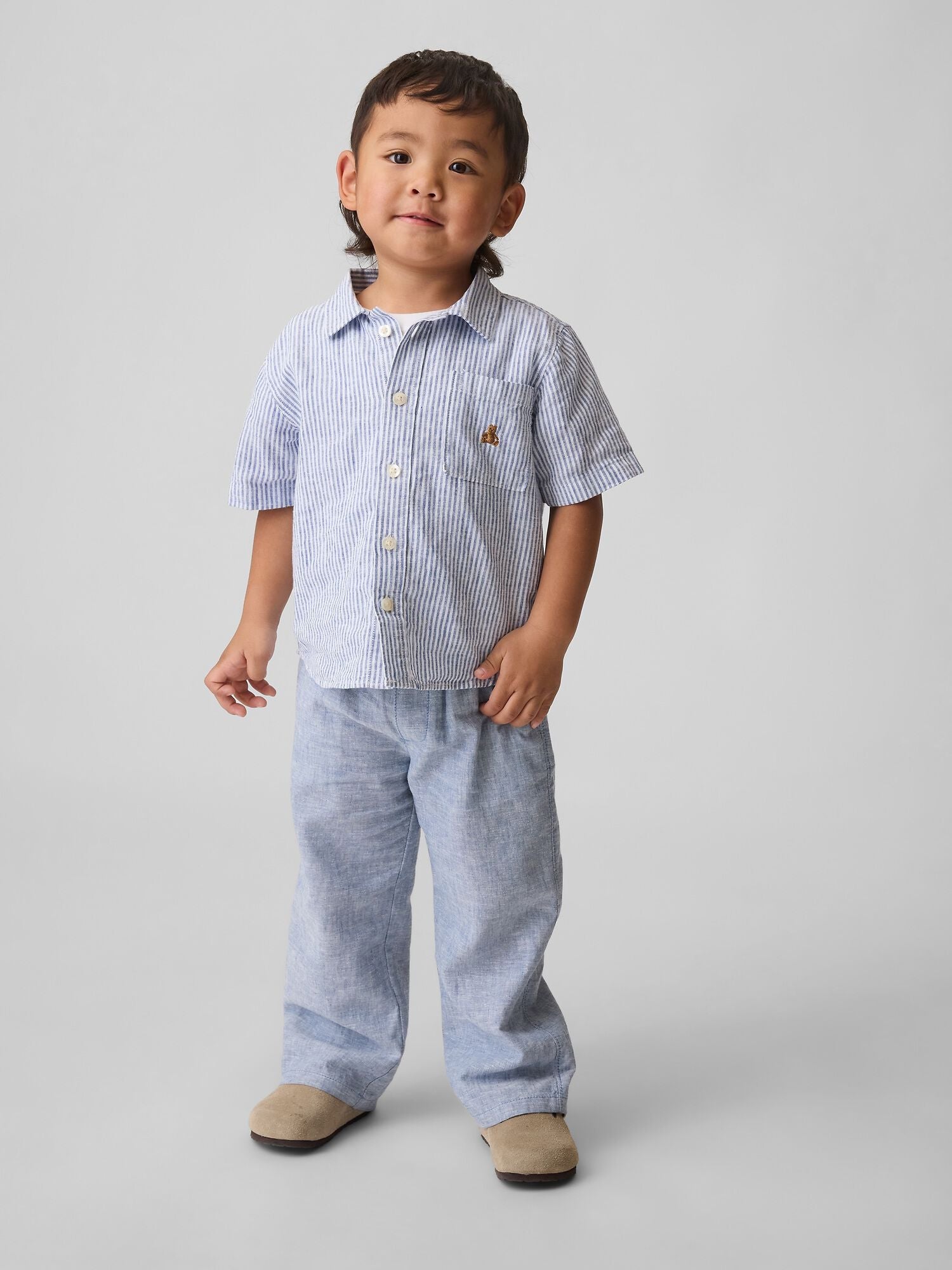 Baby &amp; Toddler Linen-Cotton Pull-On Pants - SOFT CORNFLOWER / 12-18M