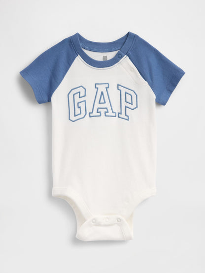 Baby Organic Cotton Gap Logo Raglan Bodysuit - BAINBRIDGE BLUE / 12-18M