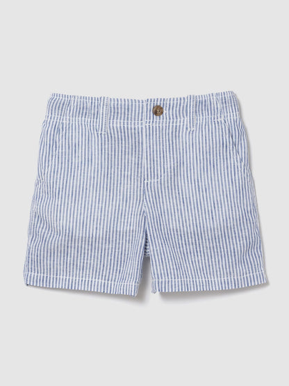 Baby &amp; Toddler Linen-Cotton Shorts - BLUE RAILROAD STRIPE / 12-18M
